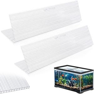 Sieral 2 Pcs Clear Aquarium Canopy Set Polycarbonate Greenhouse Panels 22.95 x 16.61 x 0.24 Inch for 75/90/110 Gallon Fish Tank with Center Brace Aquariums Cover Fish Tank Lid