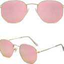 SOJOS Square Polarized Sunglasses for Women Men Small Hexagonal Polygon Shades SJ1072 (Pink)