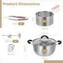 4 Pcs Deep Fryer Pot with Basket, 304 Stainless Steel Fryer Includes 6QT Pot for Frying, Steaming, Cooking, Food Clip, Thermometer and Frying Basket, Great for Home Kitchen Use (4Pcs)