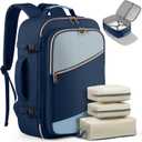 HOTOR Travel Backpack for Women – TSA-Friendly Travel Bag with Multiple Compartments & 3 Packing Cubes, Water-Resistant & Comfortable, Perfect for Travel Essentials, Blue, 17.3" x 13.0" x 7.9"