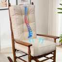 YZ HOME Rocking Chair Cushion, Set of Thicken Seat & Back Chair Cushions with Memory Foam, Non-Slip Chair Pad with Ties for for Indoor&Outdoor Rocker, Beige, 22x17x5/17x17x5, Cream