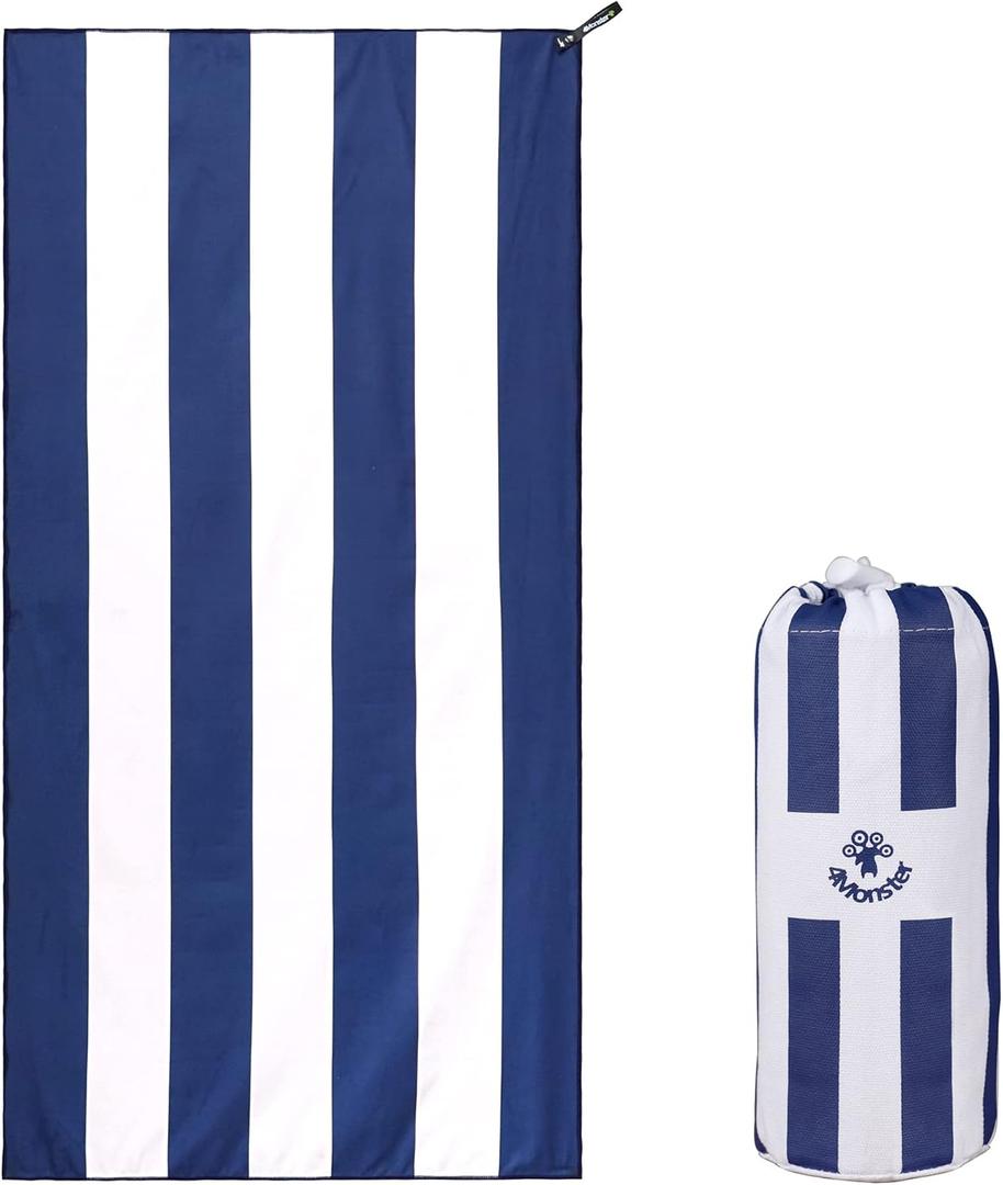 4Monster Microfiber Beach Towel Quick Dry,Super Absorbent Lightweight Travel Towel for Swimmers, Sand Free Camping Towel, Beach Towels for Pool,Swim,Water Sports,Yoga (78.00" x 35.00", 31 Classic- Navy Blue)