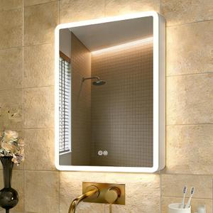 Basenji LED Lighted Medicine Cabinet with Mirror for Bathroom Anti-Fog & Tri- Color Dimmable Lights with Adjustable Shelves Aluminum Alloy Body, Storage Behind Door & Tissue Holder, 20