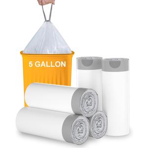 TECHSHARE Biodegradable 100 Count 6 Gallon Trash Bags, Compostable, Non-Toxic, Odorless, Leakproof, Strong and Durable, Suitable for Kitchen, Bedroom, Living Room, Bathroom, Office (White)