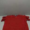 Yeokou Womens Short Sleeve Sweater Round Neck Ruffled Hem Knit Crochet Pullover Summer Fall Casual Top Blouse (Large, Darkred)