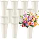 Zhehao 12 PCS 12 Inch Galvanized Metal Vase with Handles Bulk Tin Flower Buckets Galvanized Vases for Flowers Country Wedding Table Centerpieces Metal Flower Buckets for Wedding Home(Creamy White)