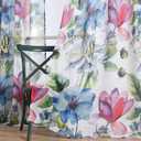 Taisier Home Stylish Living Elegant Abstract Colorful Curtains Printed,Colorful Sheer Curtain Print,Fashion Curtain 72 Inch Lenth for Bedroom(Floral Print Curtain 2 Panels Set) (Big Flower Sheer)