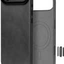 Handcrafted Premium Italian Leather Case for iPhone 17 Air - [Built-in Camera Control] - Compatible with Magsafe - Two-Tone Effect with Unique Patina Over Time - Black