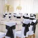 Babenest Satin Chair Sashes Ties Upgraded 50 pcs Chair Ribbons Bows for Wedding Banquet Party Christmas Baby Shower Events Decoration (Black)