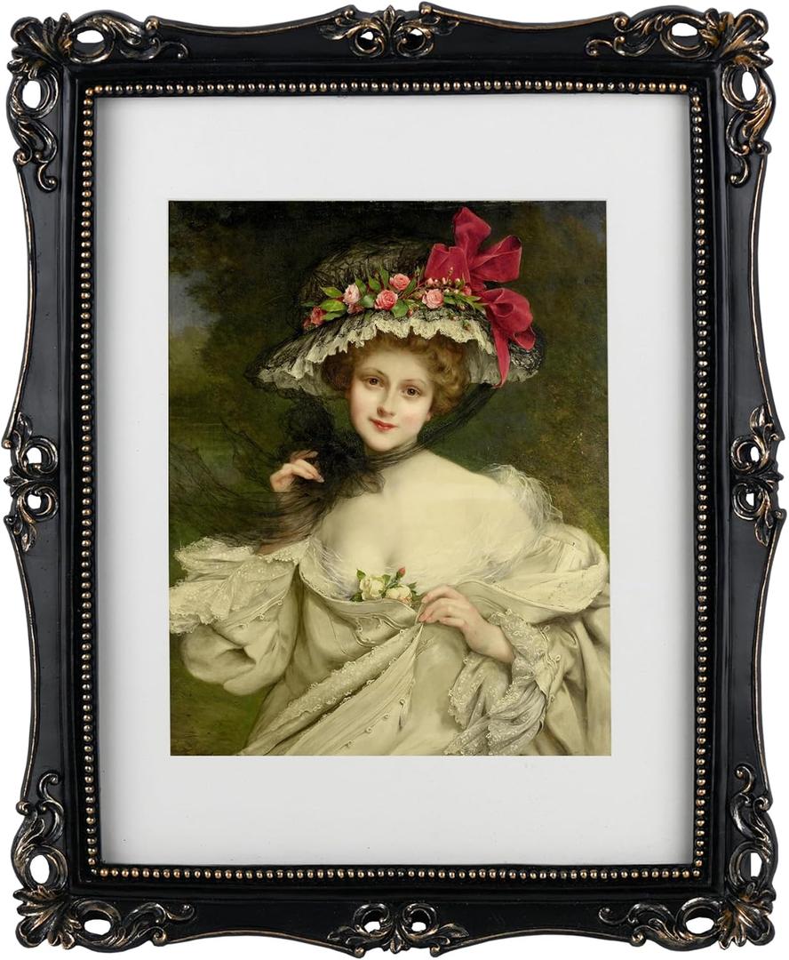 Vintage Baroque Picture Frame,Gold Picture Frames for Wall Hanging & Tabletop, Suitable for 8x10 inch photos (Black, 11X14)