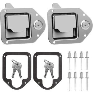 BAUMFEUER Truck Tool Box Latch Replacement 304 Stainless Steel Toolbox Paddle Lock Replacement Handle with Keys for Truck, RV, Trailer, UTV, ATV Box (2 Pack)
