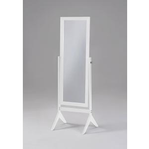 White Finish Wooden Cheval Bedroom Free Standing Floor Mirror, 58"L x 18.5"W
