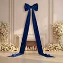 Canlierr Giant Wall Bow Decorations 90x18 Inch Oversized Large Velvet Bow Decorative for Room Wall Backdrop Party Birthday Baby Shower Decor Front Door Patio Outdoor Wedding Arch Supply(Navy Blue)