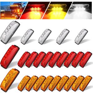 Riakrum 25 Pcs 4 Inch 3 LED Side Marker Lights Waterproof Sealed Trailer LED Lights for Rv Truck Utv Atv Boats, 12v, Red, Orange and White