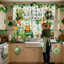 13 Pcs St. Patrick's Day Kitchen Decor Set 3 Shamrock Kitchen Curtains Valance 2 Irish Rugs and Mats 4 Hand Towels 2 Pot Holders 2 Oven Mitts for Home Decor Cooking Grilling Housewarming Gift