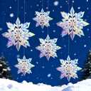 Winter Wonderland Banners, Glittery Snowflakes Hanging Swirls, 3D Laser Paper Snow Flakes for Winter Wonderland Frozen Party Decorations, Christmas Party Decoration, Birthday Home Decor.
