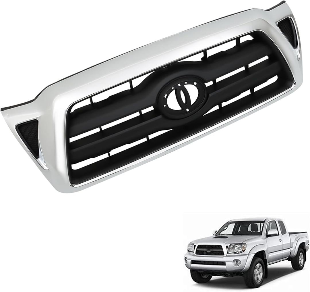 Front Bumper Upper Grille Chrome Shell with Black Insert Replacement for Tacoma 2005-2011 5310004360