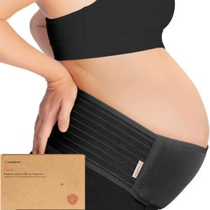 KeaBabies Pregnancy Belly Bands for Pregnant Women - 1-Pack, Soft & Breathable Maternity Belly Support Band, Easy Adjustable Maternity Belt for Back, Pelvic Support, Comfortable (Midnight Black, M/L)