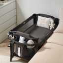BEKA 4 in 1 Baby Bassinet Bedside Sleeper, Baby Bedside Crib 4 Functions, Bedside Bassinet Crib Sleeper, Playard, Changing Table, Baby Bassinet for Newborn Baby (Black)