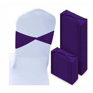 CHENGU 100 Pcs Spandex Chair Sashes Plain Bow Wedding Royal Chair Bands Without Buckle Birthday Decorations Elastic Ties Spandex Slider Sashes for Events Party Ceremony(Black)