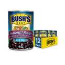 BUSH'S BEST 15 oz Canned Seasoned Recipe Black Beans, Source of Plant Based Protein and Fiber, Low Fat, Gluten Free, (Pack of 12)  Best By: Jan 2028