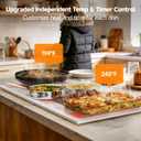 FEPPO Electric Warming Tray with Independent Temp Control, 31"x15" Glass Surface Warming Mat for Food, 10 Temp Settings and Timer, 2-in-1 Food Warmers for Parties Buffet