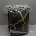 Large Rugs for Living Room, 8x10 Black Fluffy Bedroom Area Rug, Shag Geometric Soft Fuzzy Carpets Big Kids Room Rug, Non-Slip Plush Modern Rug for Office Home Decor Aesthetic, Black/Gold