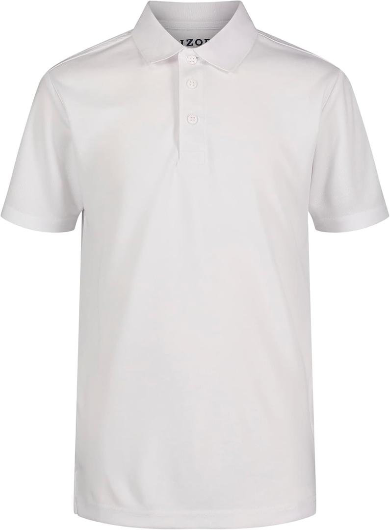 IZOD Boys' School Uniform Adaptive Short Sleeve Polo Shirt, Velcro Closure & Faux Buttons, Moisture Wicking Performance Material XL