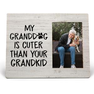 Dog Grandma Photo Frame, Dog Grandma Gifts, Dog Grandma Frame, Dog Picture Frame, Dog Gifts for Dog Owners Dog Lovers, My Granddog is Cuter than Your Grandkid Wood Photo Frame for 4x6 Photos (46, white)