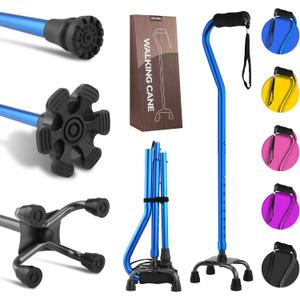 LIXIANG Walking Canes Stablize Women Quad Canes for Seniors & Adults Foldable Adjustable for Men & Women Heavy Duty Freestanding Cane for People with Leg Injuries 3 footings