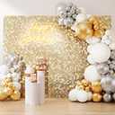 Champagne Gold Shimmer Wall Backdrop, 49pcs Sequin Panels