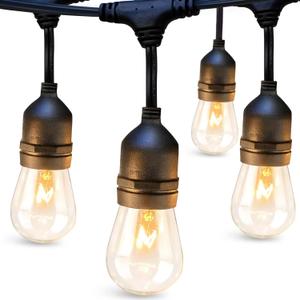 addlon 48 FT Outdoor String Lights Commercial Grade Weatherproof Strand, 18 Edison Vintage Bulbs, 15 Hanging Sockets (3 Spare Bulbs), ETL Listed Heavy-Duty Decorative Christmas Lights for Patio Garden