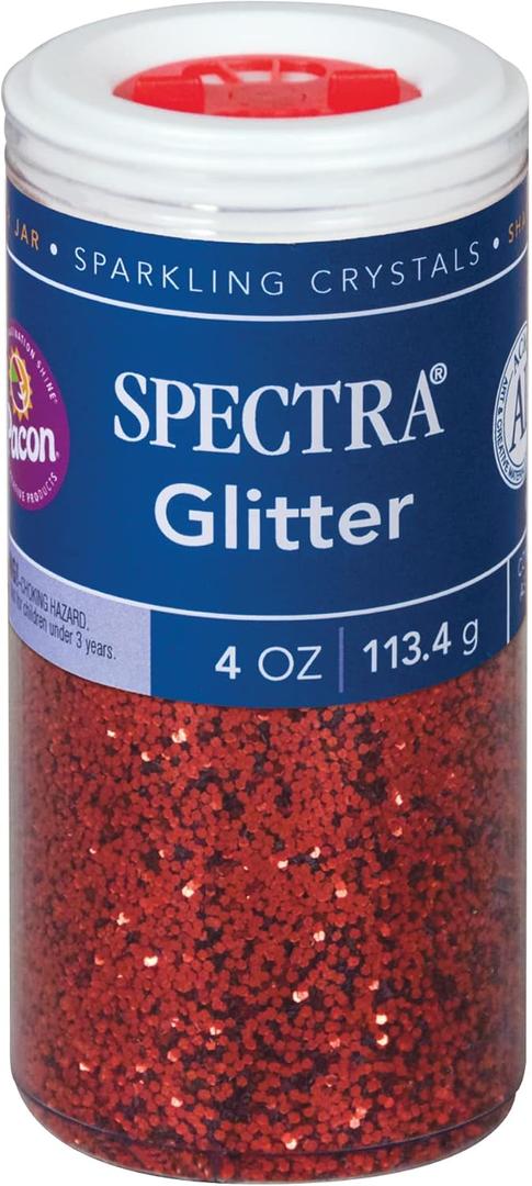 Spectra Arts & Crafts Glitter, Red, 4 oz., 1 Jar