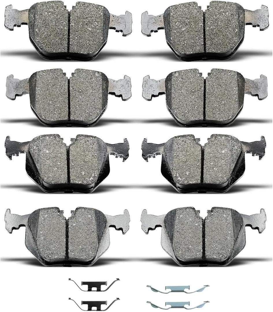 D681 D683 8pcs Ceramic Front Rear Brake Pads With Clips Fit For BMW 740i 1995 1997-2001,For 740iL 1995-2001,For M5 2000-2003,For X5 2000-2006