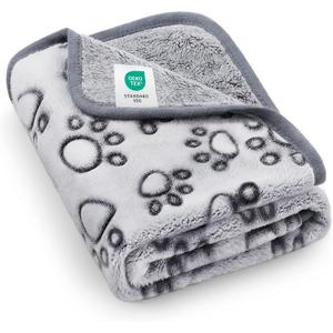 Luciphia Premium Soft Dog Blanket for Small Medium Large Dogs Washable 300GSM Fluffy Warm Fleece Puppy Cat Paw Print Pet Flannel Grey Paw M(30"x20")