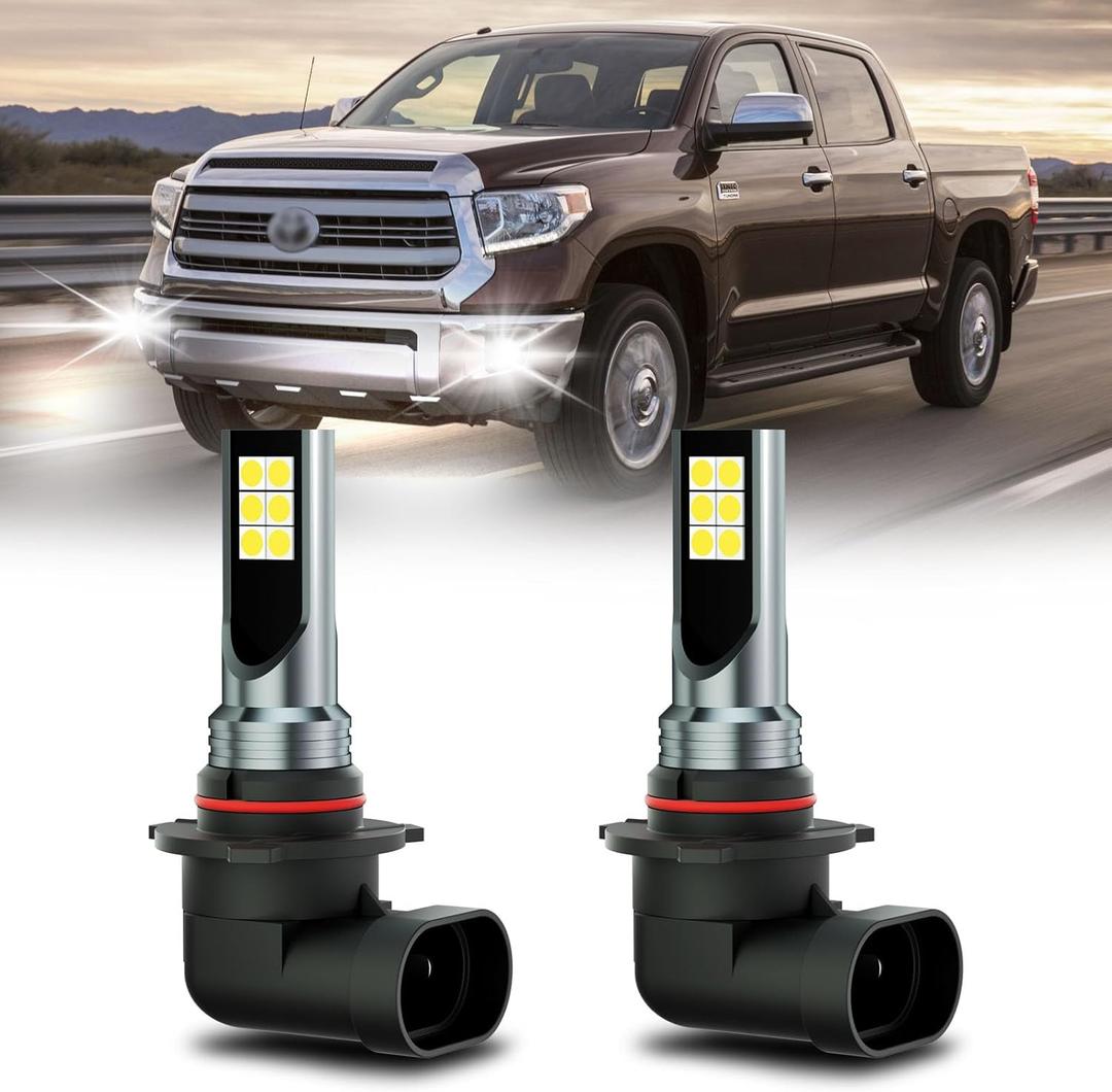 XFLHEHD 2Pcs Tundra Fog Light Bulbs Fits for Toyota Tundra 2000-2013, 6500K Cool White Fog Lights Replacement Package