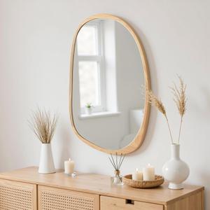sawsile Irregular Wall Mirror,Nature Wood Asymmetrical 20X30 Modern Vanity Farmhouse Organic Mirror for Bathroom,Bedroom,Living Room,Washroom