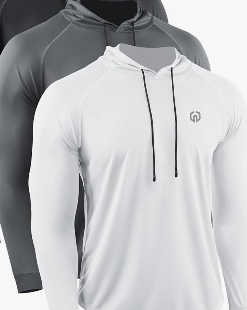 NELEUS Men's Dry Fit Athletic Shirt Workout Running Long Sleeve Shirts with Hoods, XL
