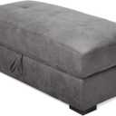 Emerald Home Furnishings Gray Storage Ottoman, Dimensions: 20x55x25Inch