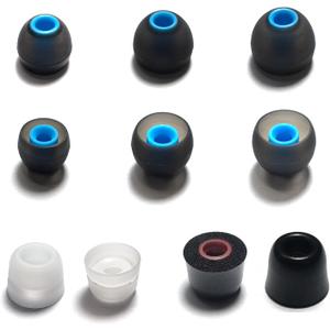 Ear Tip Replacement Set, Compatible with Most Popular in-Ear Headphone Brands.This Set Includes Both Silicone and Memory Foam Ear Tips. (Blue/Grey)