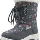 Apakowa Kids Girls Insulated Fur Winter Warm Snow Boots (Toddler/Little Kid) (9.5 Toddler, Grey)