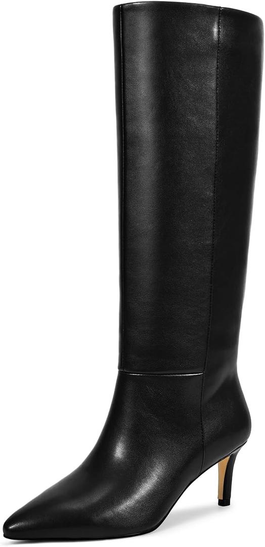wetkiss Knee High Boots for Women Pointed Toe Design, Classic and Sexy (9.5), Black