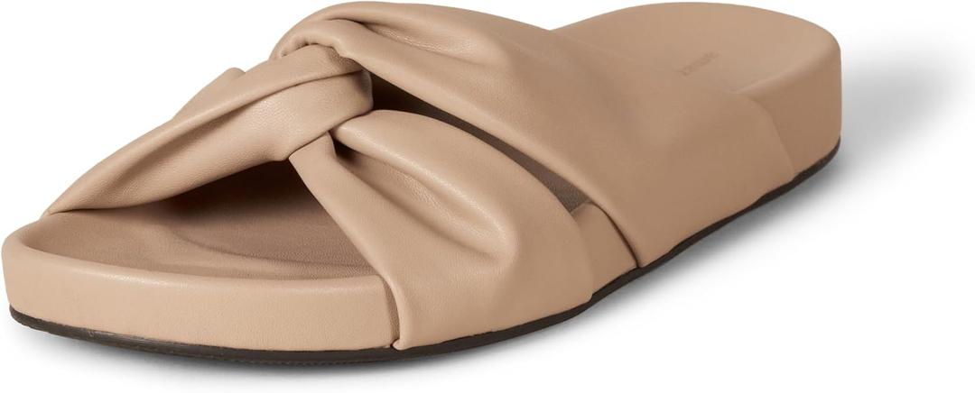 Amazon Essentials Women's Twist Slide Sandal (7, Beige)