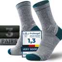 Juclise Mens Merino Wool Hiking Socks Micro Crew Compression Moisture Wicking Anti-Blister Cushioned Midweight (US, Alpha, Small, Regular, Regular, Olive*2 + Aqua Gray*1)