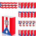 TaoBary 50 Pcs Puerto Rico Party Decorations Gift Bag with Handles Tropical Puerto Rican Flag Coqui Frog Souvenirs Gift Paper Bag Bulk for Patriotic Festival Birthday Party Supplies (Classic)
