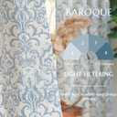 Jinchan Linen Curtains for Bedroom Blue Curtains Damask Patterned 84 Inches Long for Living Room Light Filtering Vintage Curtains Baroque Style Drapes Grommet Window Treatments 2 Panels Set