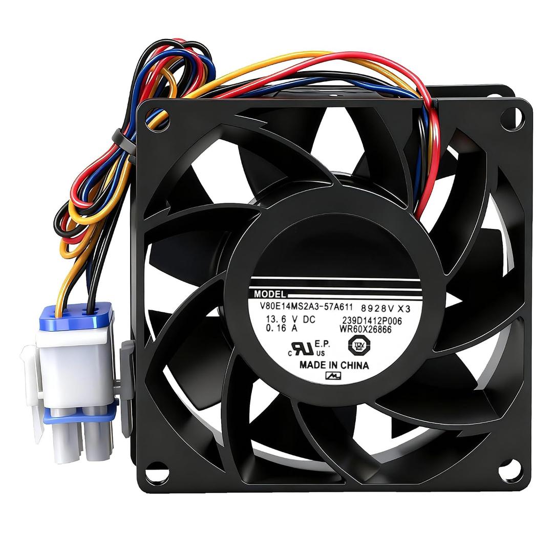 Upgraded WR60X26866 WR60X26033 Refrigerator Evaporator Fan Motor Compatible with GE Refrigrator,Replace V80E14MS2A3-57A611,WR60X10341, WR60X26030, WR60X10356, WR60X10357 DC13.6V 0.16A