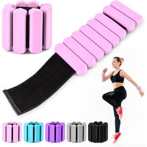 Wrist & Ankle Weights for Women Men, Adjustable Wrist Weighted Bracelet for Home Gym Workout, Walking, Running, Travel, Pilate, Yoga, Exercise,Strength Training. Set of 2 (1Lb Each) (Pink)