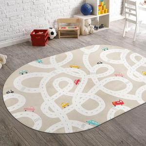 STARUIA Large Kids Rug for Playroom, 4'x6' Washable Road Rug for Nursery, Non-Slip Car Rugs for Boys Room, Tan Traffic Classroom Rugs Soft Baby Play Mat for Dorm Toy Room Tent