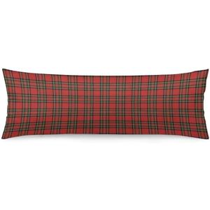 Christmas Body Pillow Cover 20x54 Red Plaid Long Pillowcase with Zipper Decorative Retro Classic Rectangle Cushion Covers,Scottish Farmhouse Pillow Case for Bedroom,Couch (Colors-u-006)